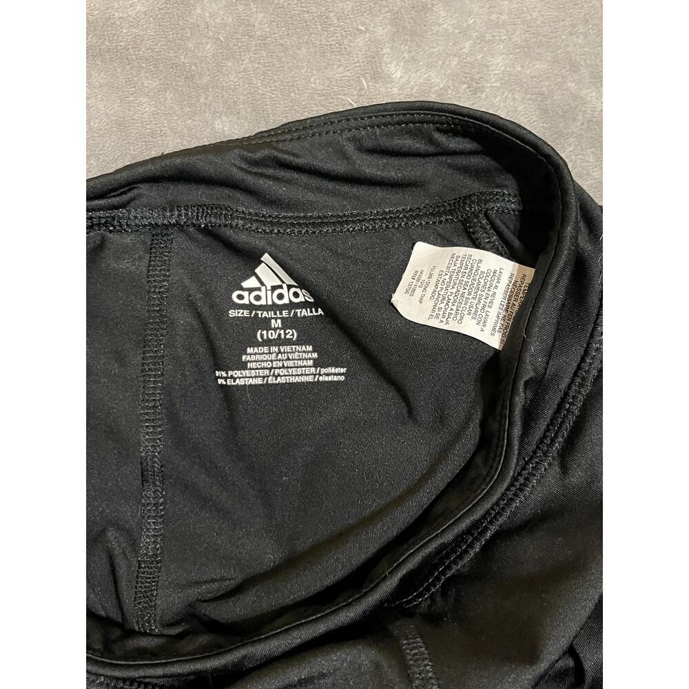 NWOT Adidas Size Medium 10/12 Black Athletic Leggings Floral Abstract Preppy - Picture 4 of 4